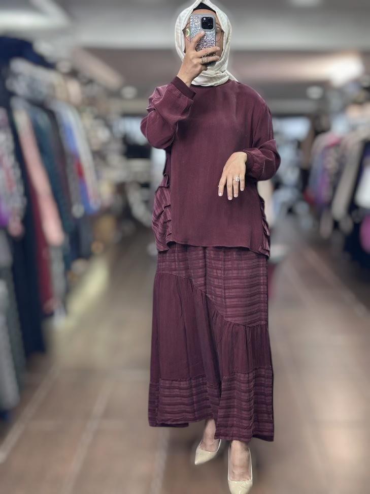 MissWhence 37016 Cupro Etek Takım - Bordo