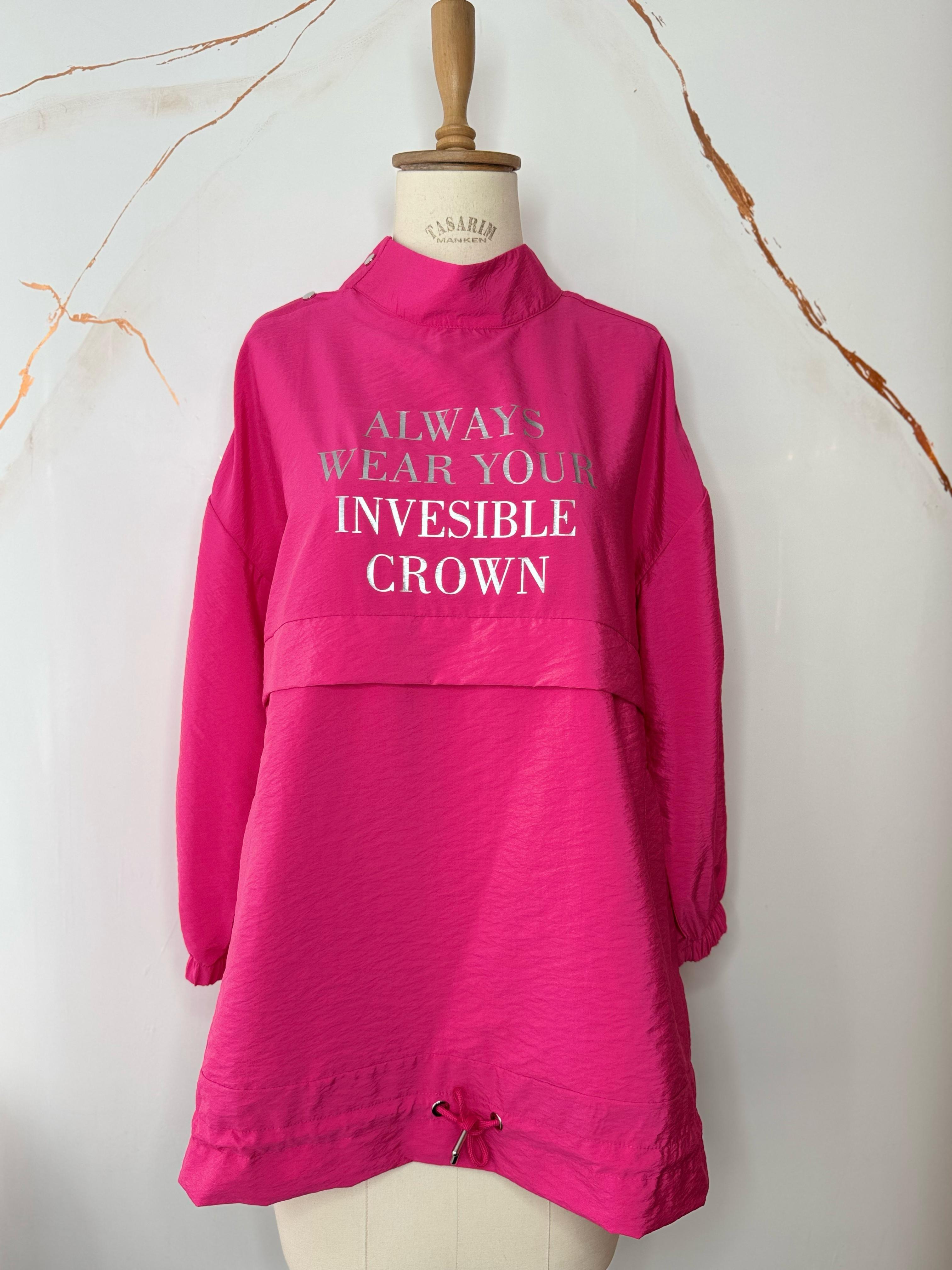 Moodbasic Baskılı Çıtçıtlı Sweatshırt - Fuşya