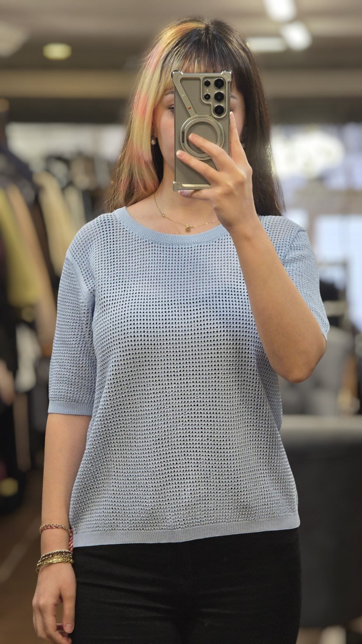 ON FASHION 26Y.ON.BLZ.79307.01 SIFIR YAKA KISA KOL BLUZ - MAVİ