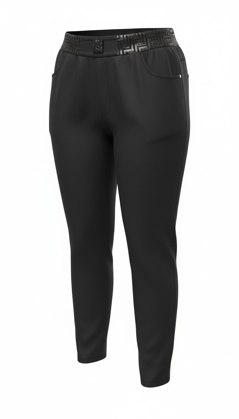ON FASHION 26Y.ON.PNT.78103.01 BELİ LASTİKLİ TAŞLI BİLEK BOY PANTOLON - SİYAH