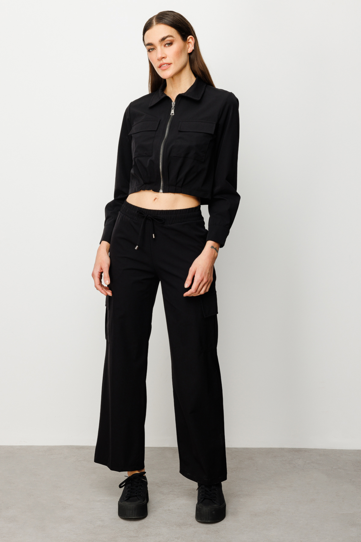 ON FASHION KARGO CEPLİ BOL PAÇA PANTOLON - SİYAH