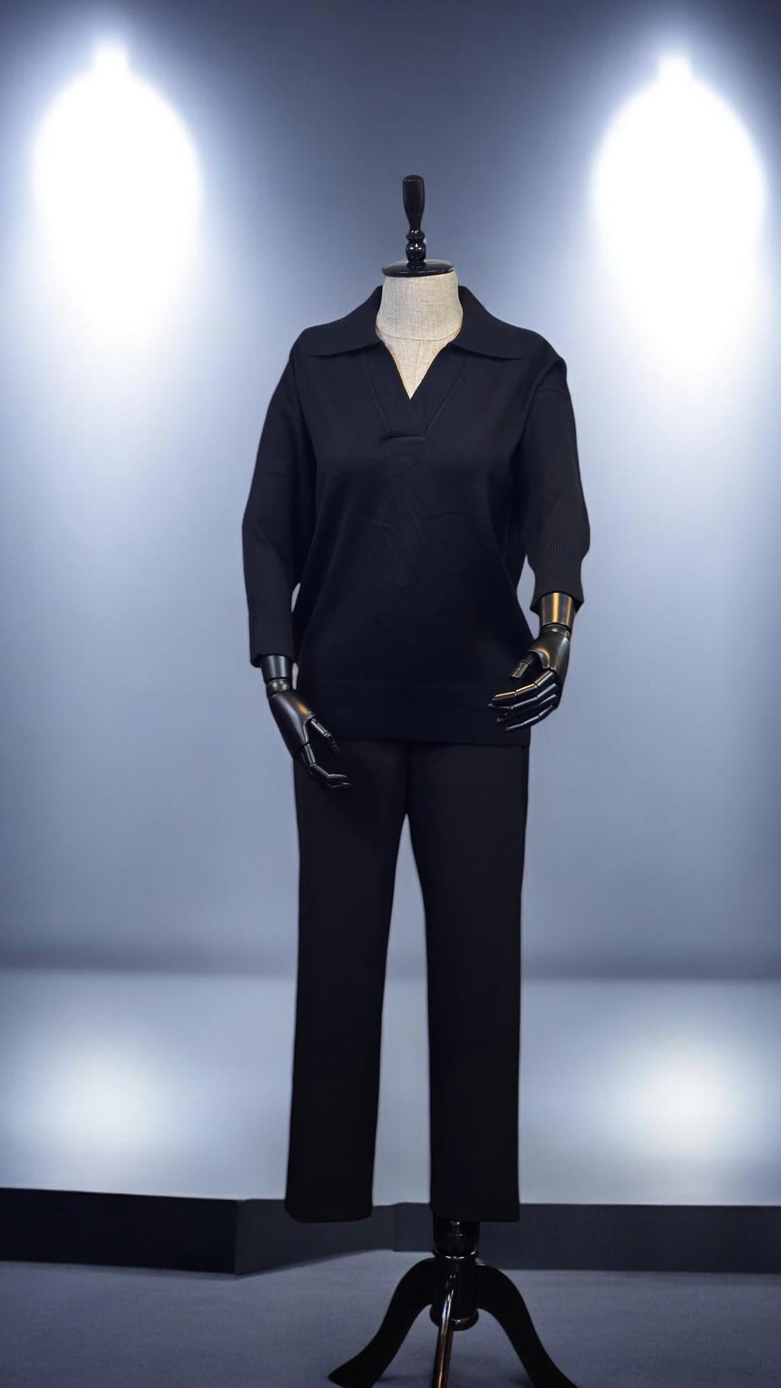 ON FASHION TRUVAKAR KOL PATLI POLO YAKA BLUZ - SİYAH