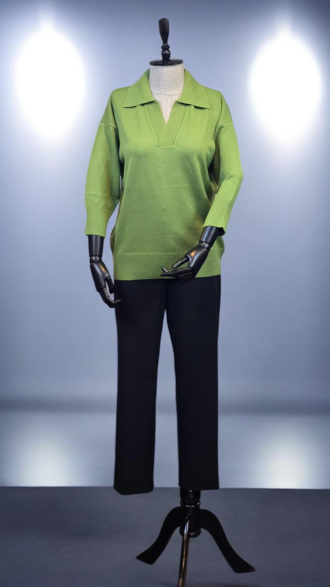 ON FASHION TRUVAKAR KOL PATLI POLO YAKA BLUZ - YEŞİL
