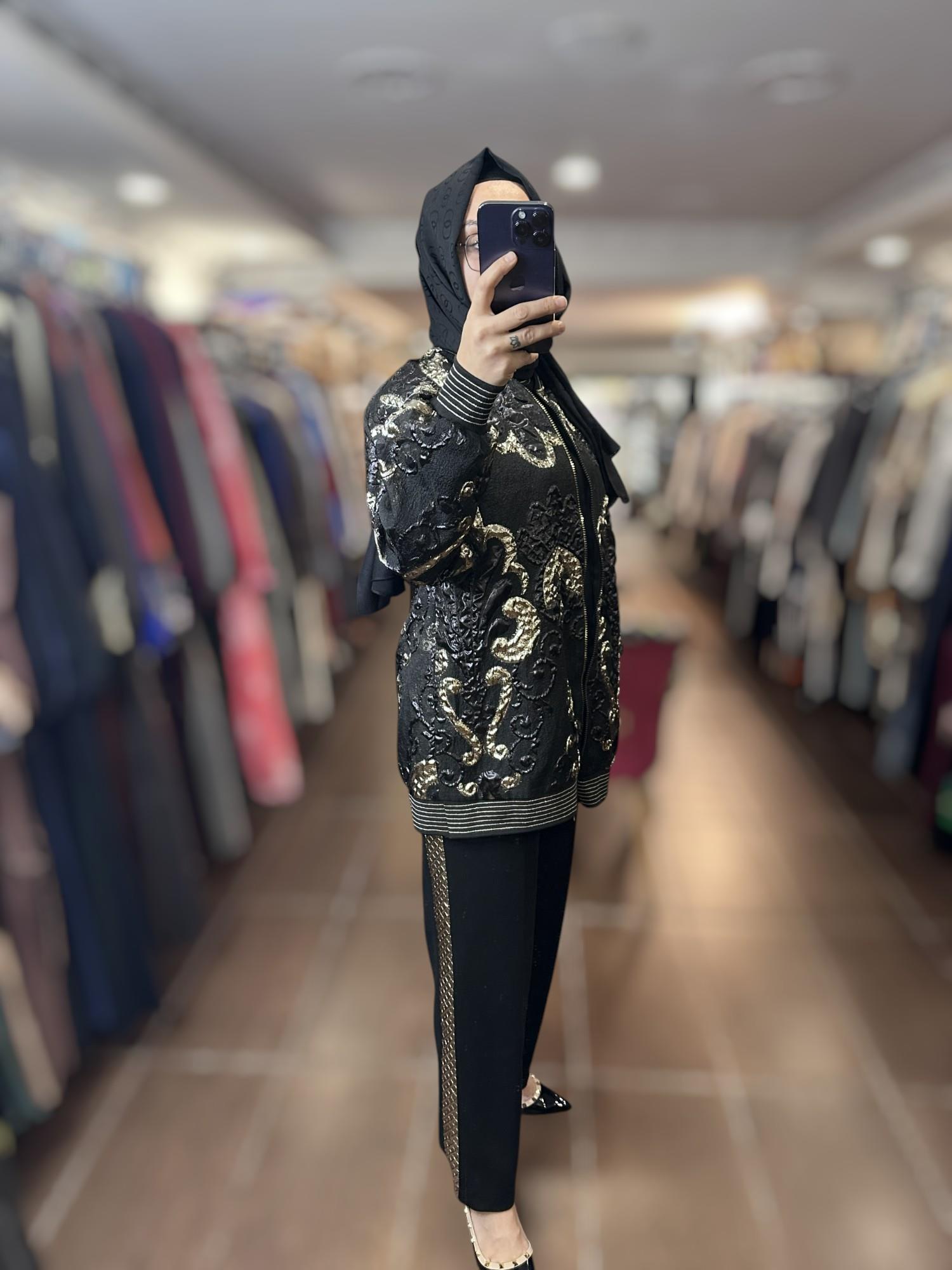 ORGANİZE ÜÇLÜ TAKIM Siyah/Gold Sim 
