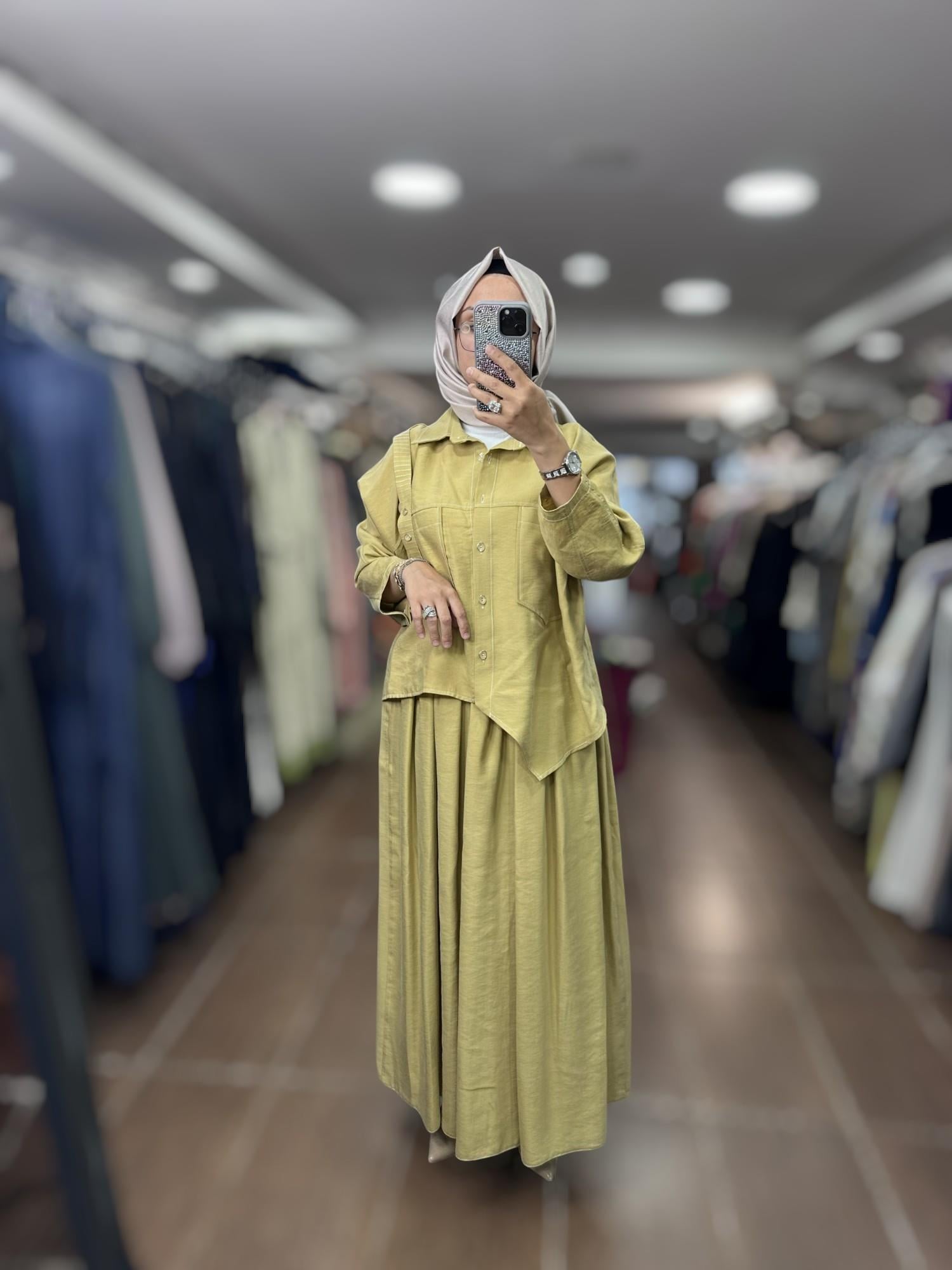 PUREVA 2681-TCE-25Y TENCEL TUNİK ETEK TAKIM - AMBER