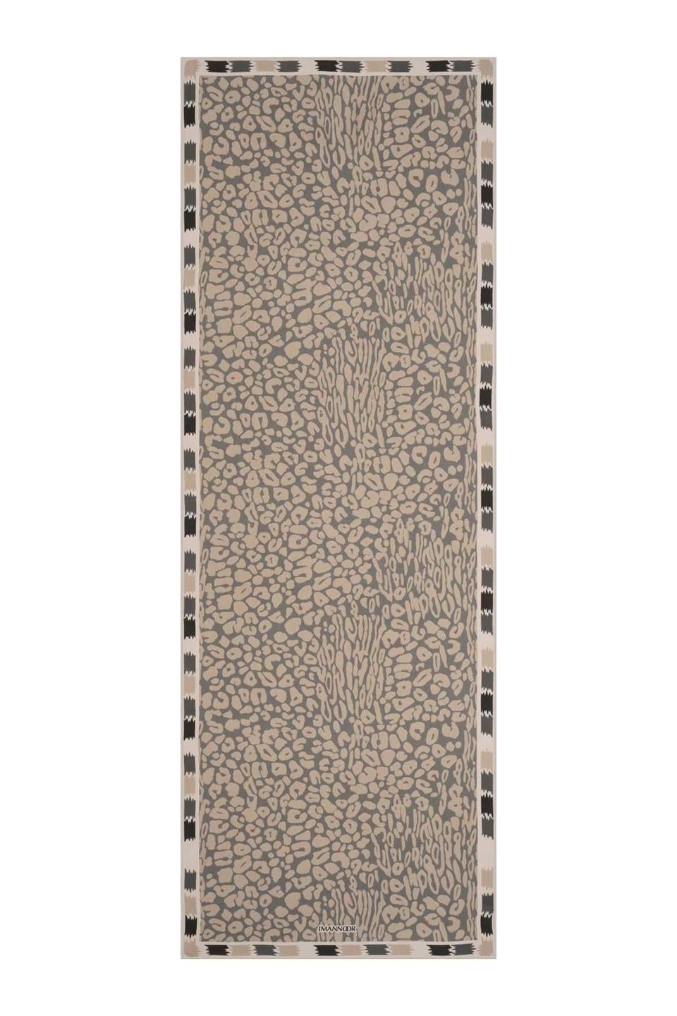 Sade Leopar Bej Floş Viskon Şal