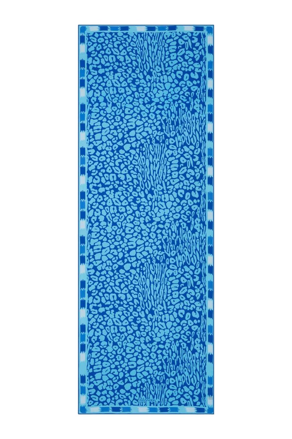 Sade Leopar Mavi Floş Viskon Şal