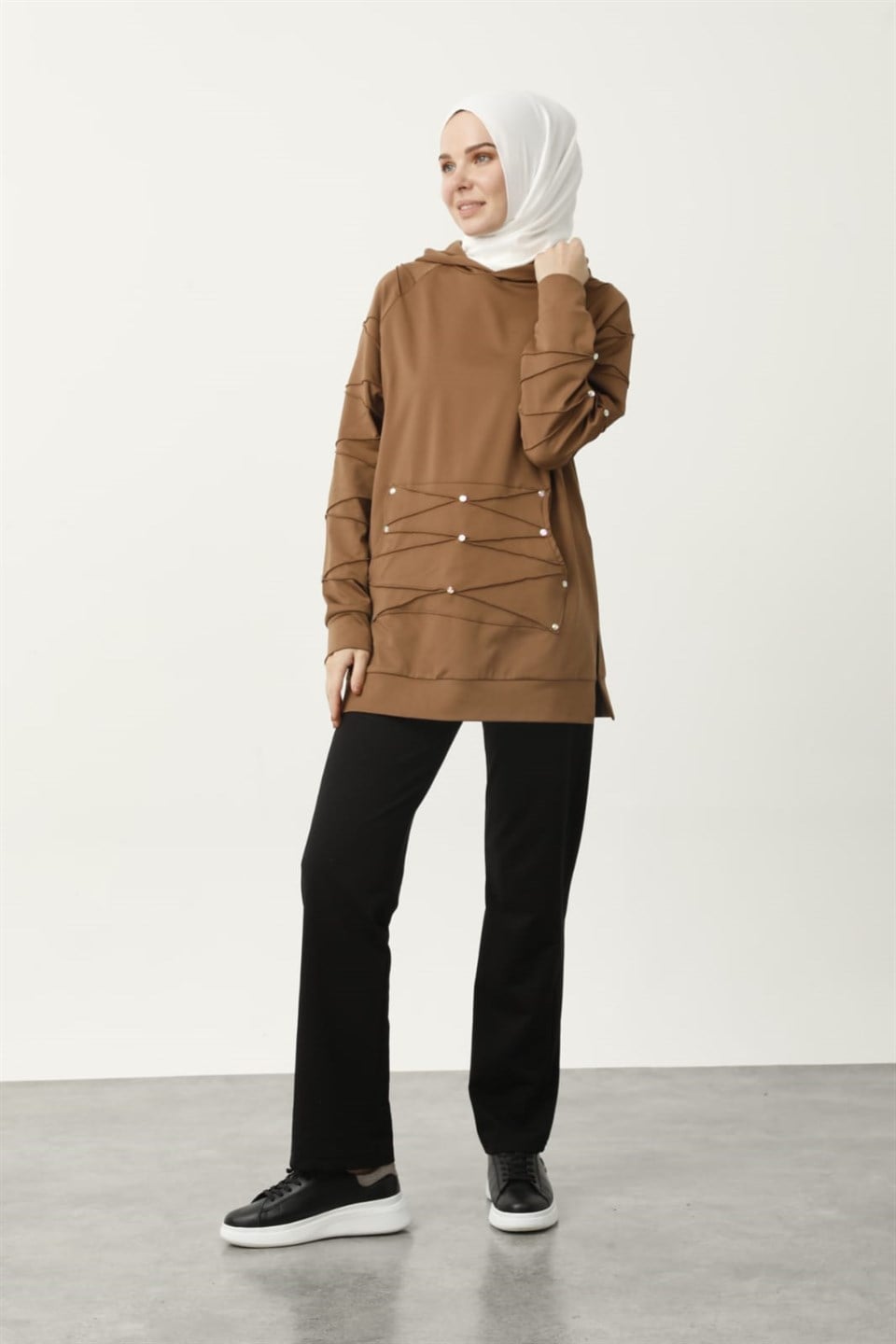 TAŞLI SPOR SWEAT - CAMEL