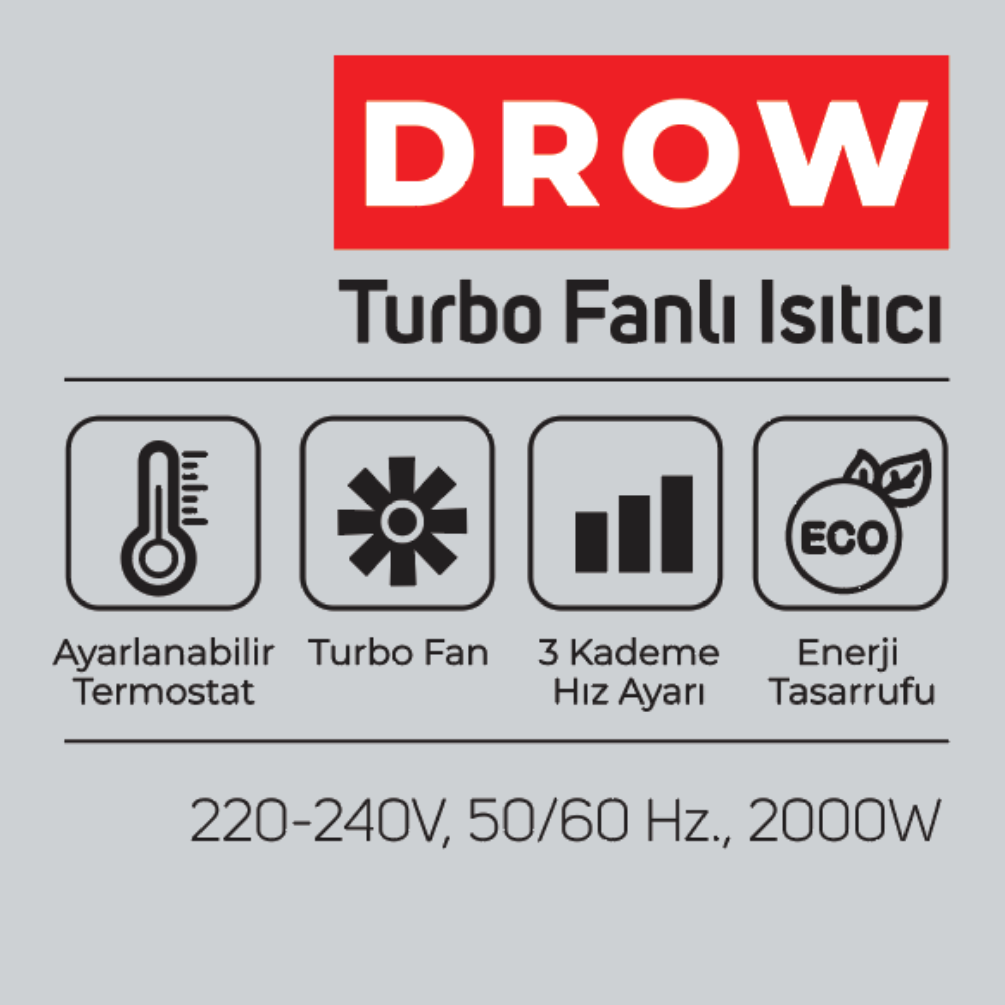 İNOVA DROW YATAY TURBO FANLI ISITICI 2000 W