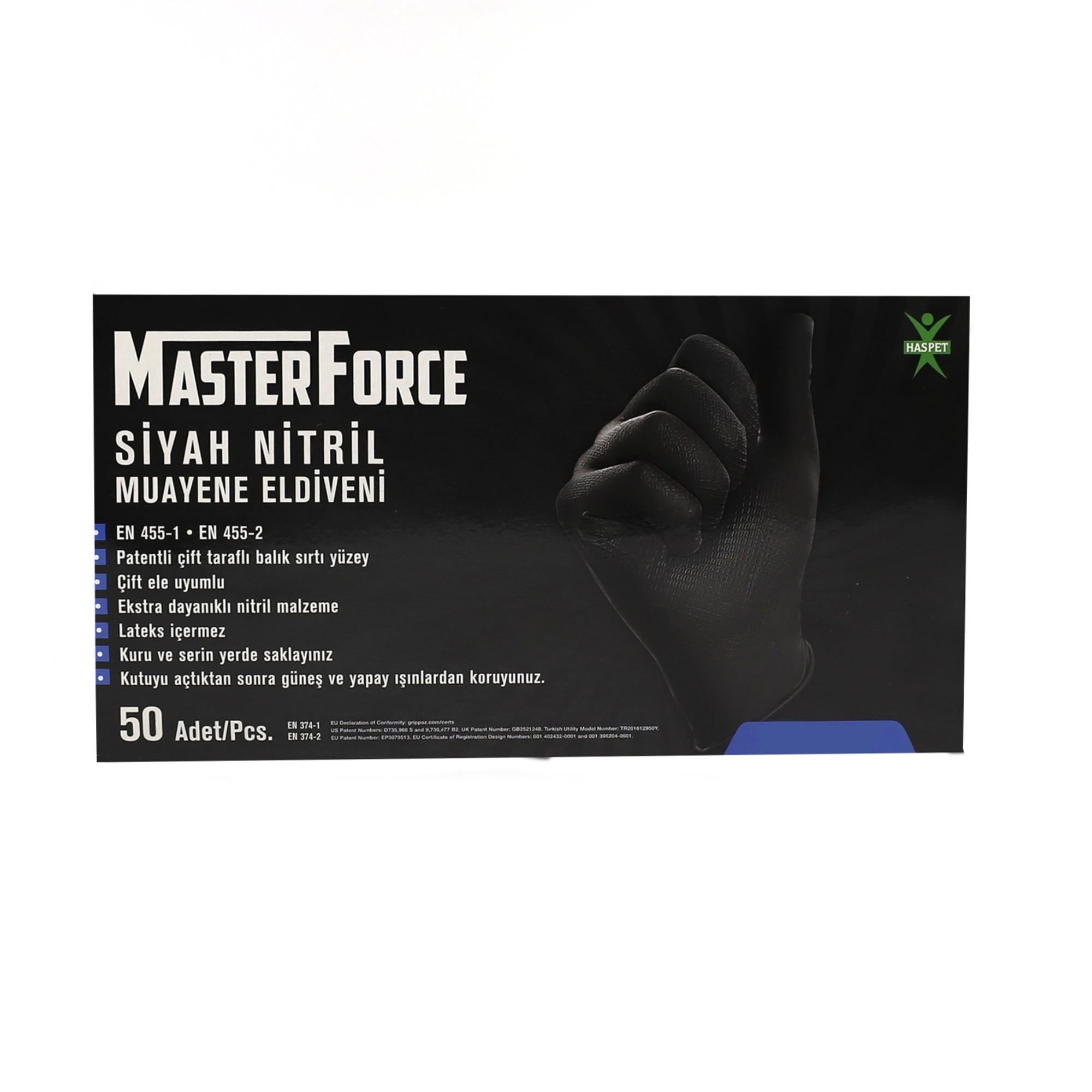 MASTER FORCE SİYAH NİTRİL MUAYENE ELDİVEN MEDİUM