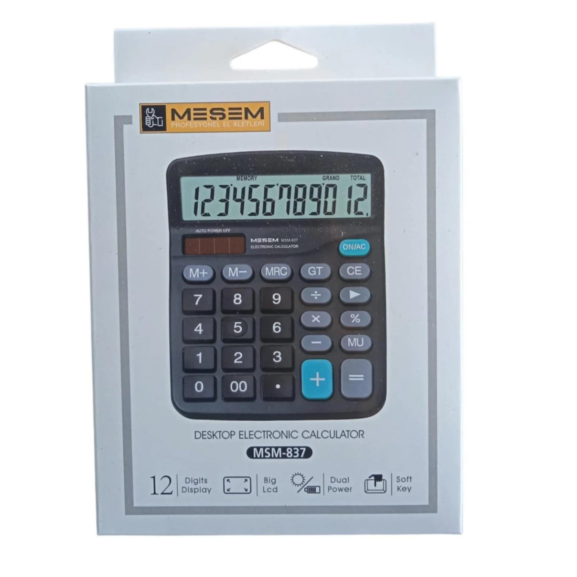 MEŞEM HESAP MAKİNESİ 12 HANE KÜÇÜK BOY KOD:MSM837