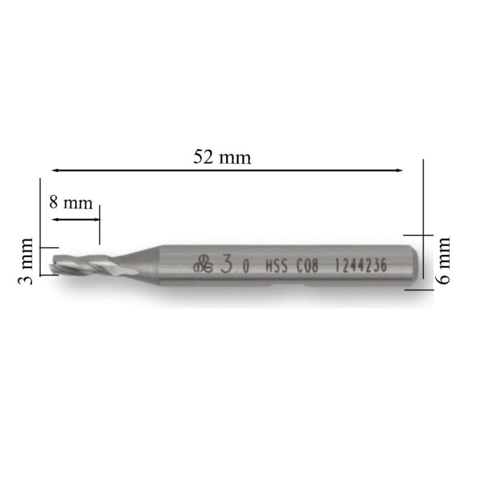 MTE HSSE PARMAK FREZE KISA DIN844 3 MM 276180300