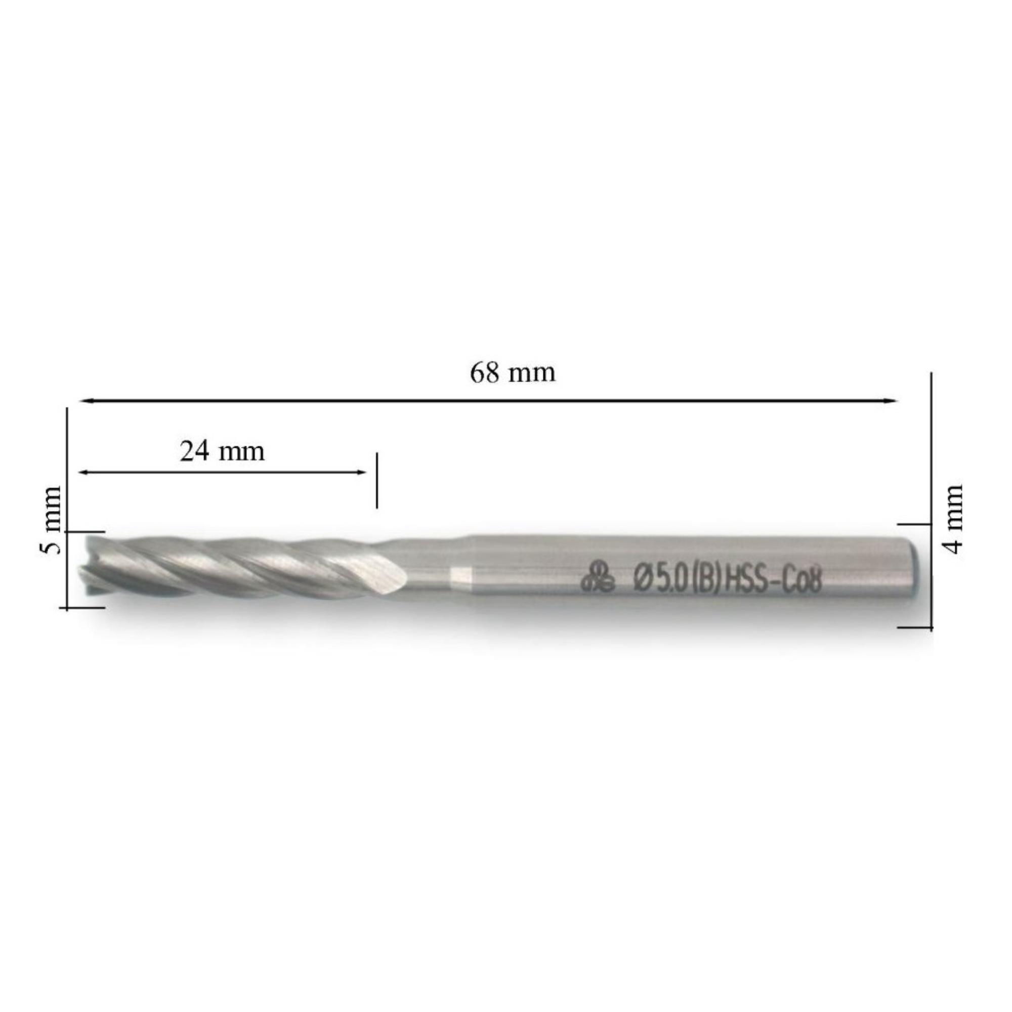 MTE HSSE PARMAK FREZE UZUN DIN844 5 MM 276220500