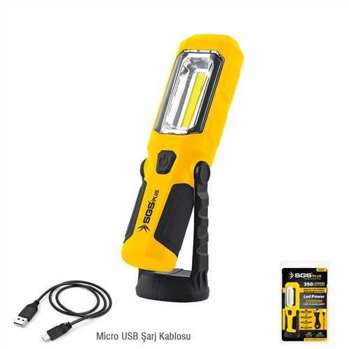 ŞARJLI LED FENER 350 LÜMEN 3.7V / 1200 mAh