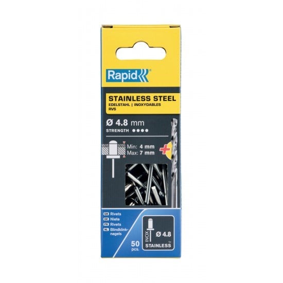 PERÇİN Ø4x14mm Paslanmaz + Matkap Ucu 50 Adet