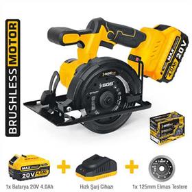 AKÜLÜ GRANİT&MERMER KESME MAKİNESİ SETİ 125 MM 1*4.0 Ah  (KÖMÜRSÜZ MOTOR)