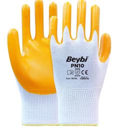 BEYBİ PN10 NAYLON NİTRİL ELDİVEN SARI NO: 10