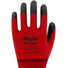 BEYBİ PN3 ZEBRA ELDİVEN KIRMIZI SİYAH NO: 10