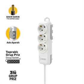 GRUP PRİZ TOPRAKLI ÜÇLÜ 5 METRE