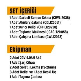 İNGCO CKLI 2019 AKÜLÜ KOMBO SET 5Lİ(30 PARÇA AK.)