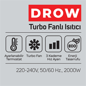 İNOVA DROW YATAY TURBO FANLI ISITICI 2000 W