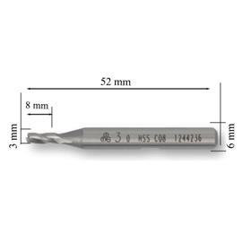 MTE HSSE PARMAK FREZE KISA DIN844 3 MM 276180300