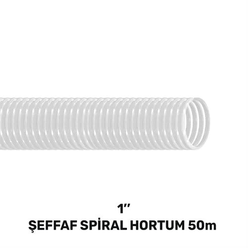 1'' ŞEFFAF LAVABO&SİFON SPİRAL HORTUM 50 MT (130gr/mt)