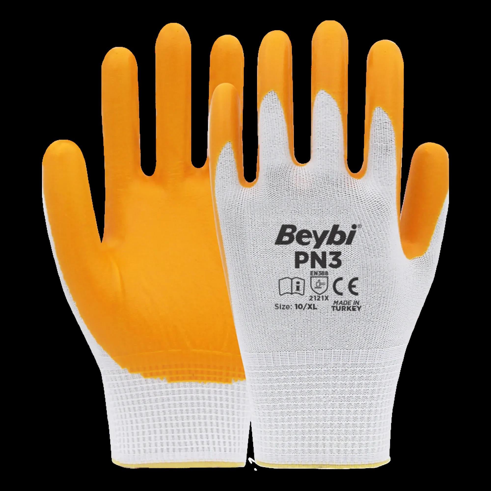 BEYBİ PN3 NAYLON NİTRİL ELDİVEN SARI NO: 10
