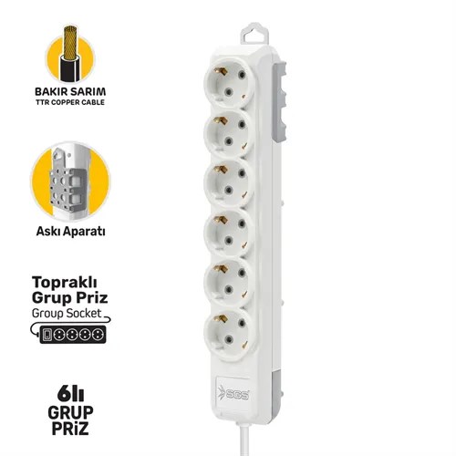 GRUP PRİZ TOPRAKLI ALTILI 3 METRE