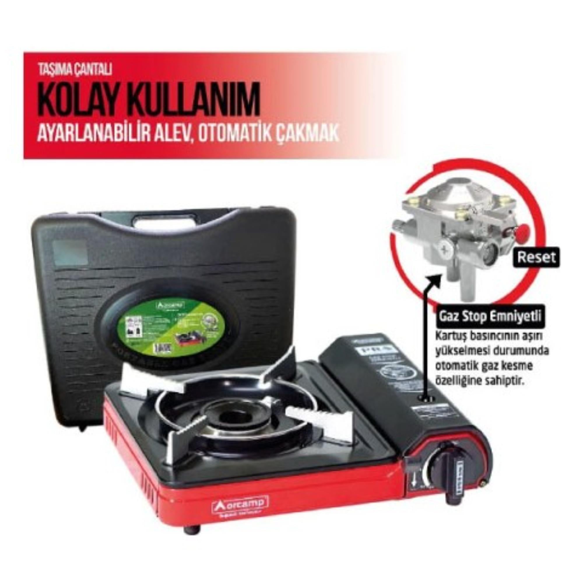 ORCAMP 5PORTATİF TEKLİ OCAK KÖŞELİ KIRMIZI (CK505)