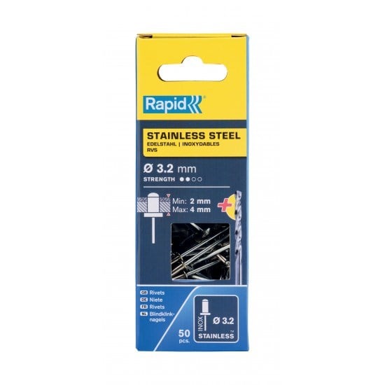 PERÇİN Ø3.2x8mm Paslanmaz + Matkap Ucu 50 Adet