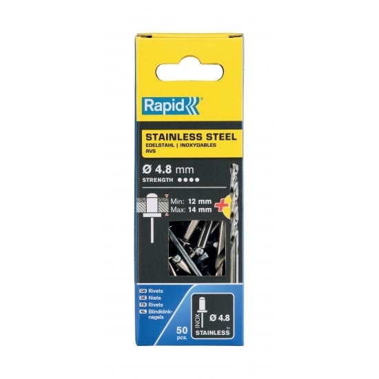 PERÇİN Ø4.8x18mm Paslanmaz + Matkap Ucu 50 Adet
