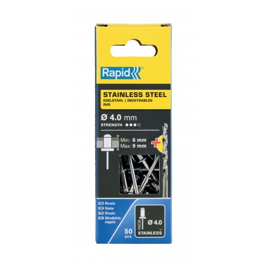 PERÇİN Ø4x12mm Paslanmaz + Matkap Ucu 50 Adet