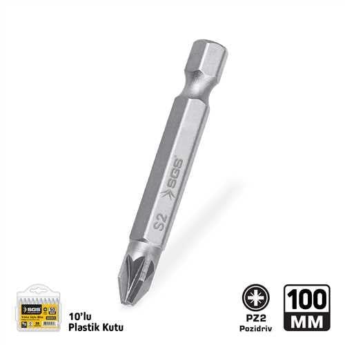 POZİDRİV UÇLU BİTS S2 PZ2*100mm Sand-Pro Series
