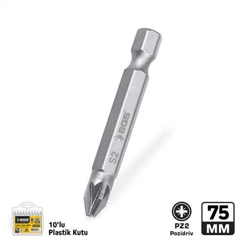 POZİDRİV UÇLU BİTS S2 PZ2*75mm Sand-Pro Series