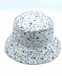 MİNİK MAVİ ÇİÇEKLİ / MAVİ ÇİFT TARAF KULLANILABİLEN BUCKET BAYAN ŞAPKA