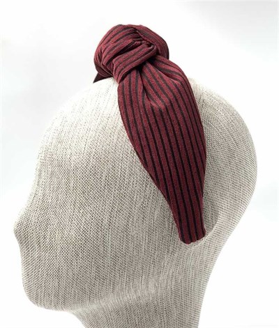 BORDO SİYAH ÇİZGİLİ KADİFE DÜĞÜMLÜ TAÇ