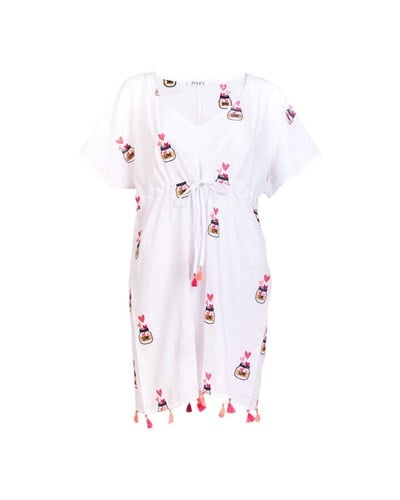 WHITE BEACH DRESS WITH HEARTS