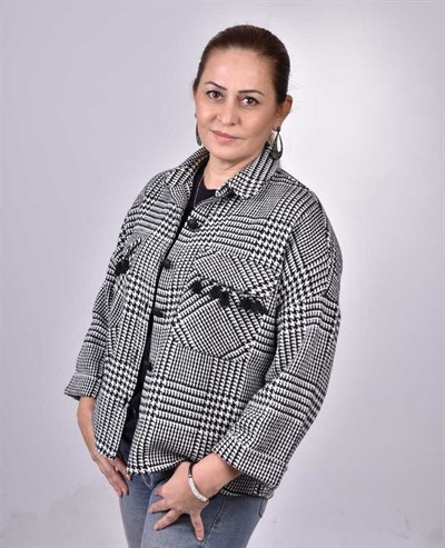 SİYAH BEYAZ KAZAYAĞI DESEN ODUNCU CEKET GÖMLEK CEGO02
