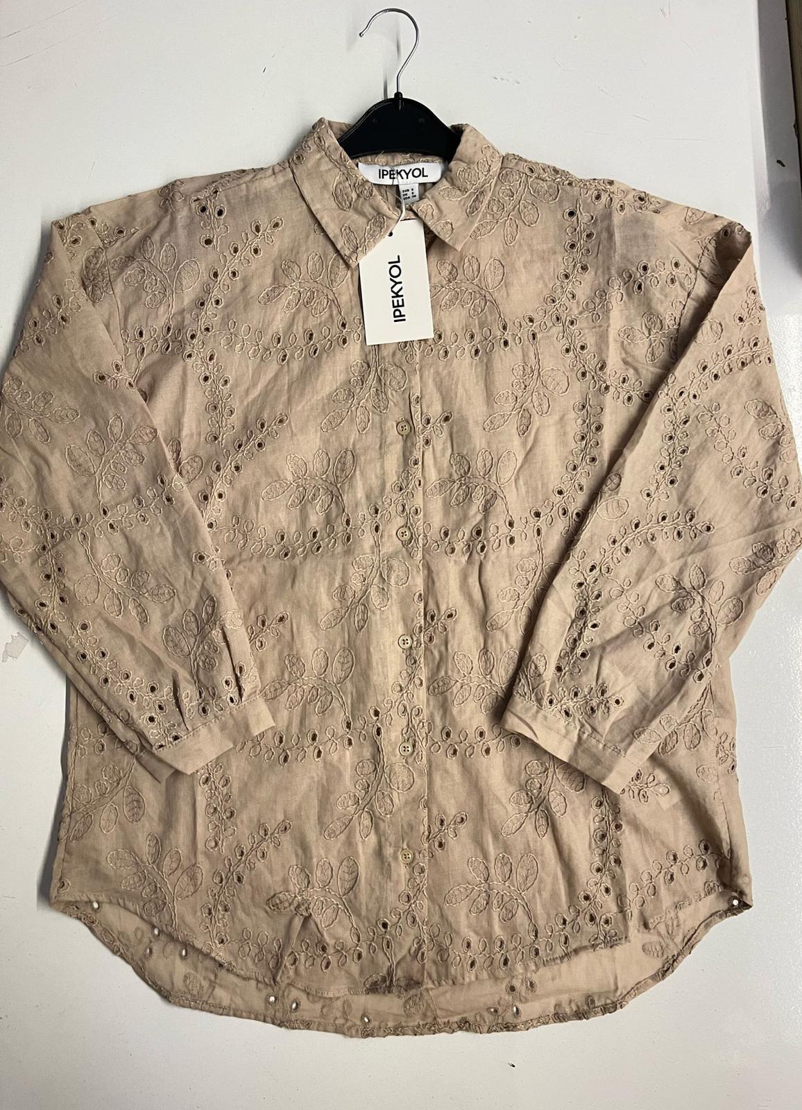 Fisto Detaylı Sütlü Kahve Gömlek
