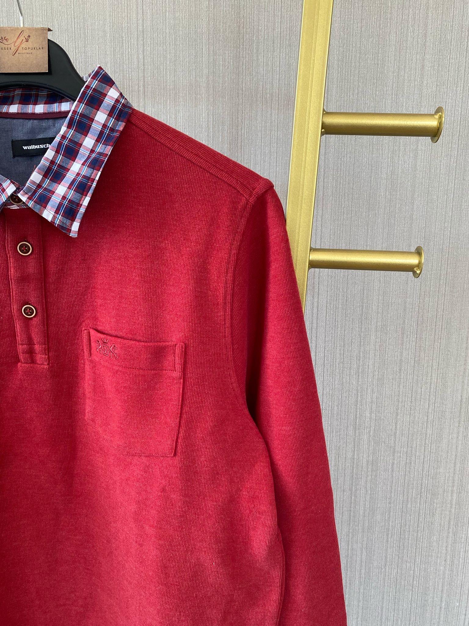 Gömlek Yaka Detaylı Bordo Sweatshirt