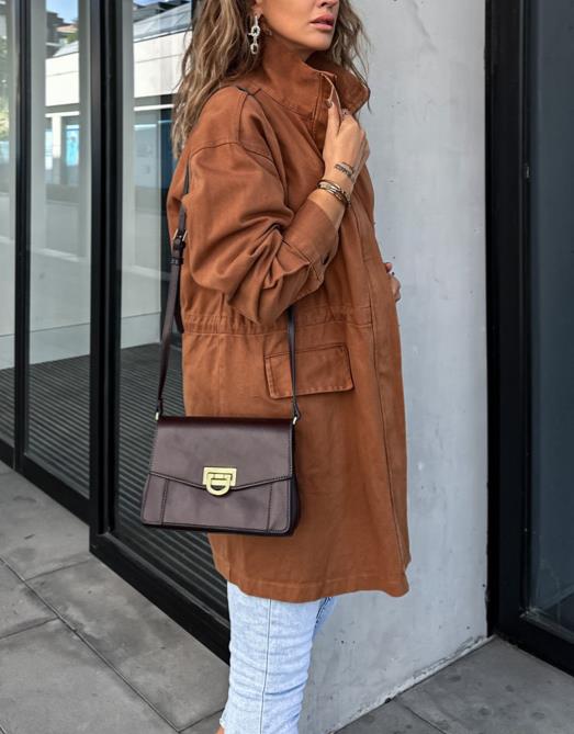 Taba Büzgü Detaylı Gabardin Trençkot