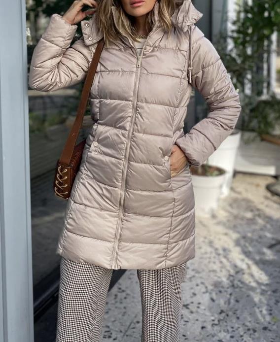 Urban Bej Kapuşonlu Mont
