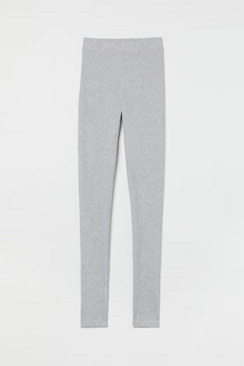 Yüksek Bel Nervürlü Gri Tayt