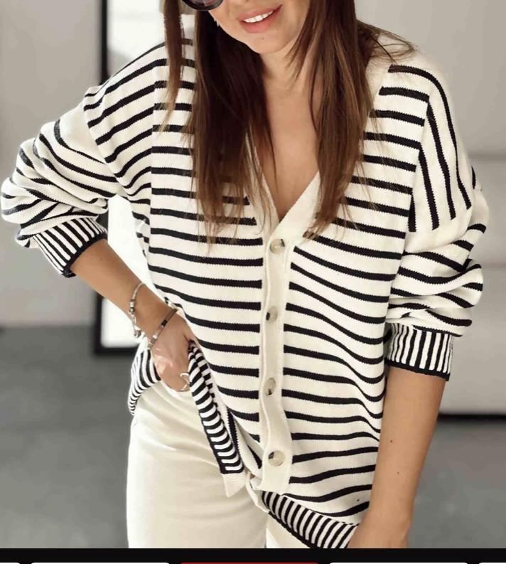 ZR Çizgili Oversize Hırka