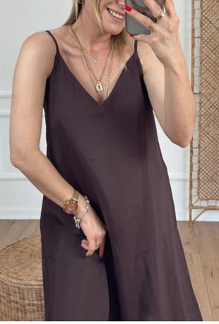 Askılı Bordo Elbise