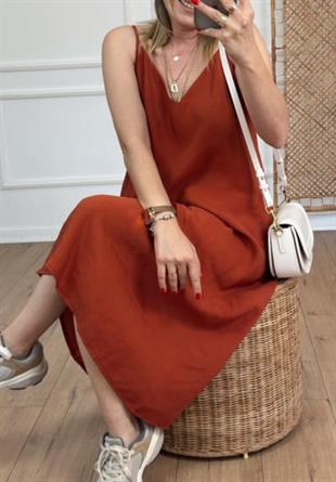 Askılı Kiremit elbise