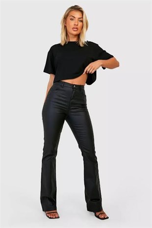 Bohoo Ultra Yüksek Bel Siyah Mumlu Jean