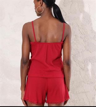 Bordo Viskon Pijama Takımı