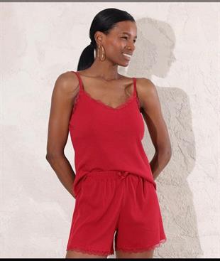 Bordo Viskon Pijama Takımı